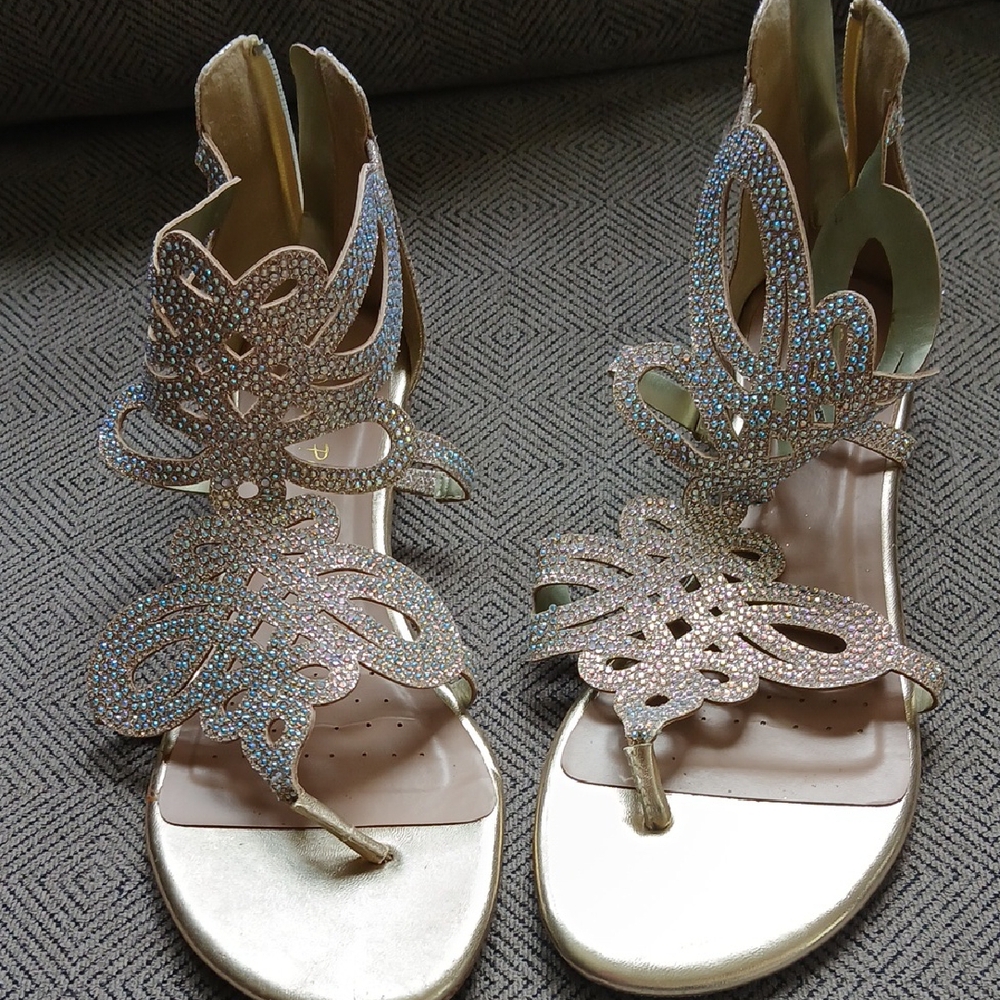 Elegant Gold Butterfly Sandals